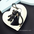 Rhinestone Bear Pendant Silk Tassel Keychain Tassel Handbag